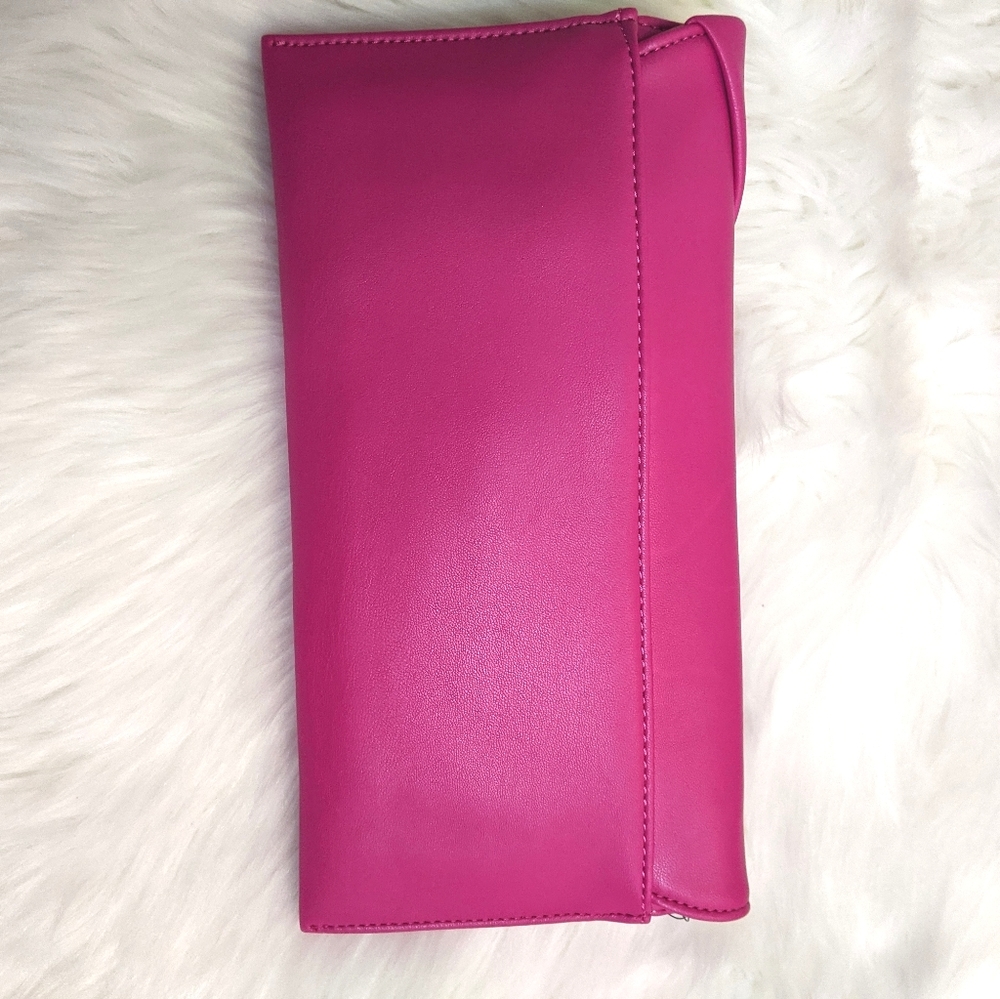 Last One! INC International Concepts Fuschia Neon Pink Bowah Clutch Large Bow - Picture 7 of 8